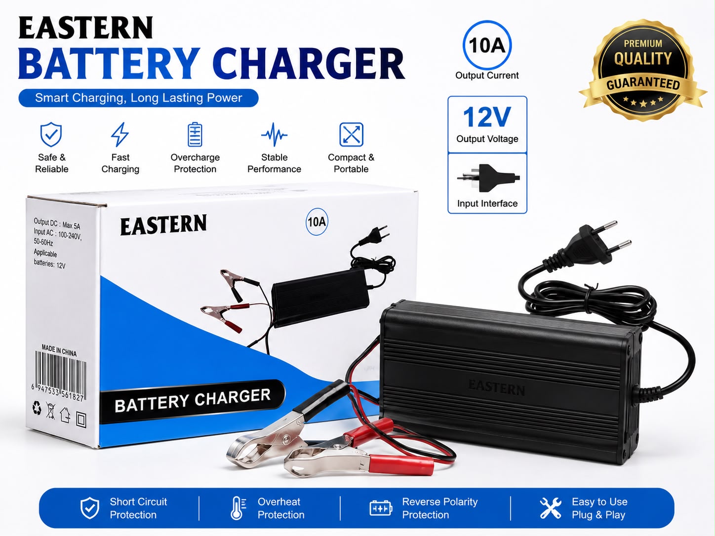 🔋 EASTERN 12V 10A Smart Battery Charger ⚡