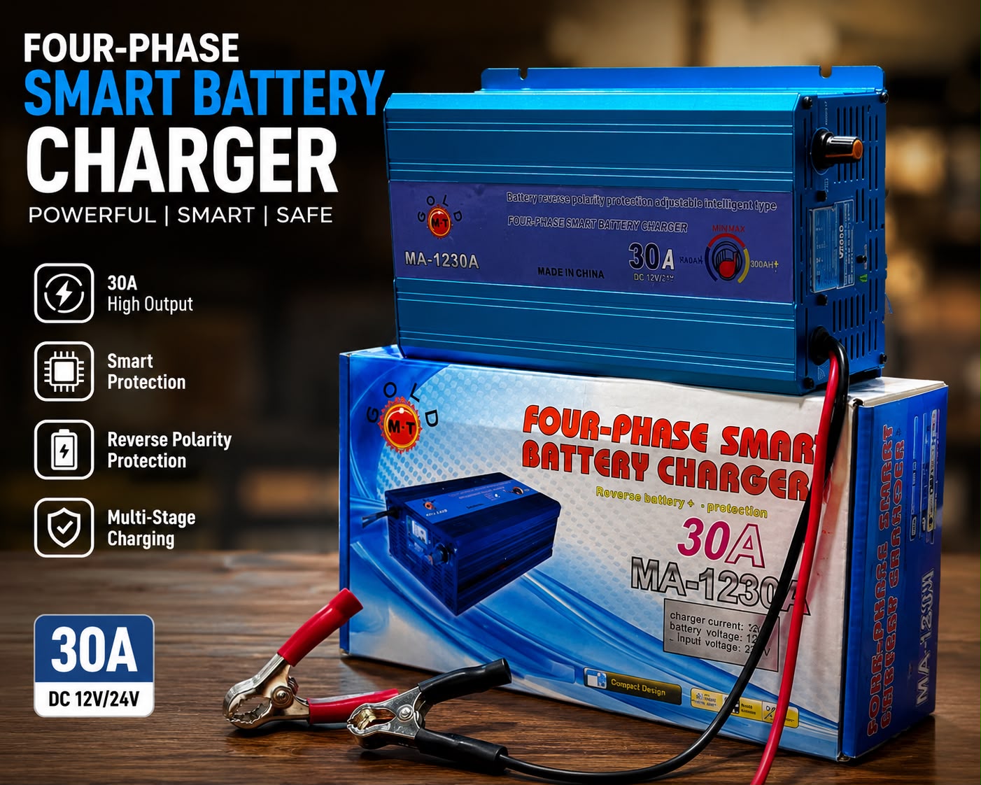 🔋 Four-Phase Smart Battery Charger (30A) ⚡