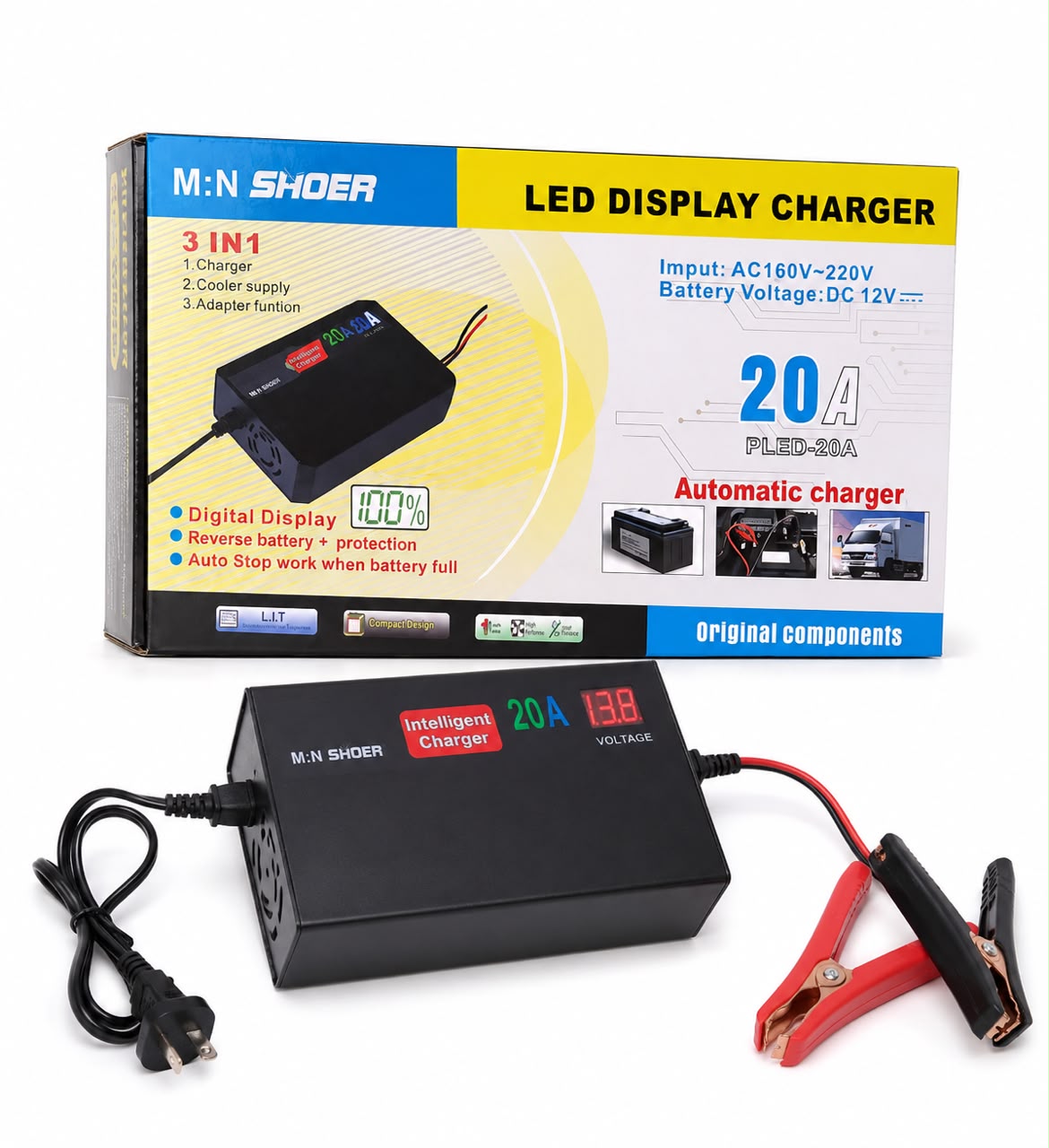 🔋 M:N SHOER 20A LED Display Charger